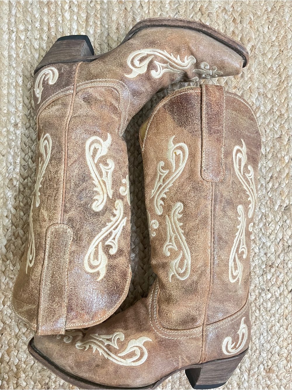 Sz 9 Corral R1974 Honey Cortez Fleur de lis Stitched Western Boots - Picture 5 of 17